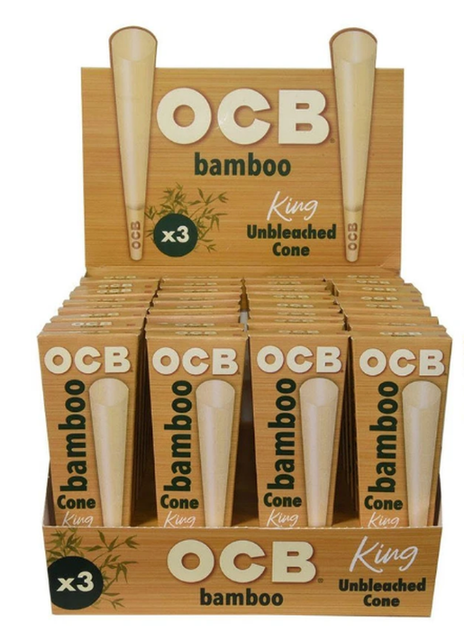 OCB Bamboo Unbleached King Size Cones 6 Per Pack  (32 Pack Per Display)