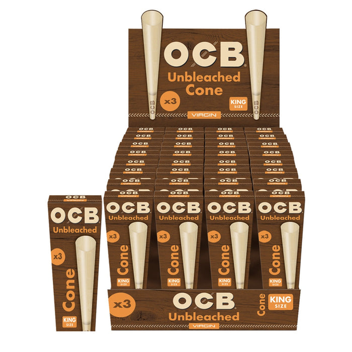 OCB Virgin Unbleached King Size Cones (32 Packs/Display)