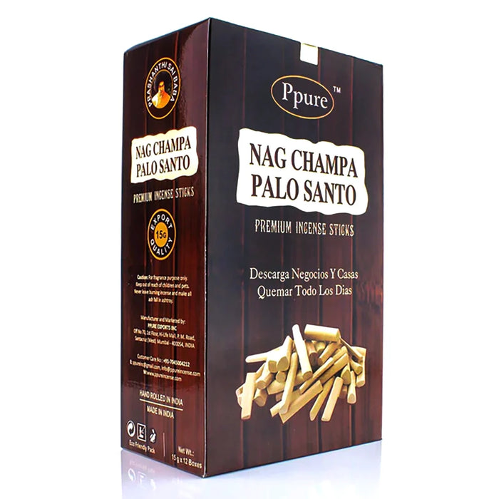 Ppure Nag Champa Palo Santo 15g Premium Incense Sticks (12 Box Display)