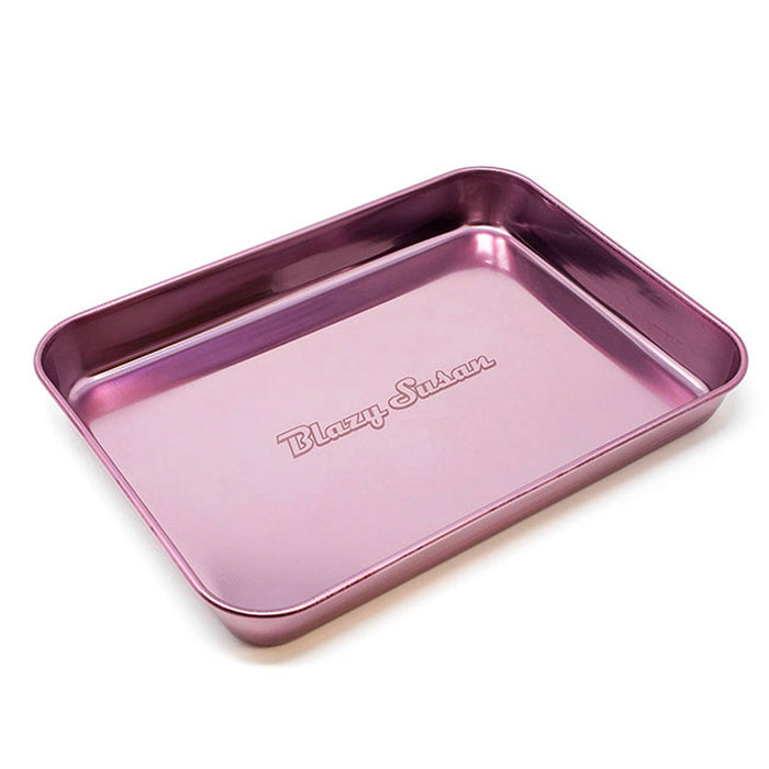 Blazy Susan Stainless Steel Rolling Tray (Rose Gold/ Purple)