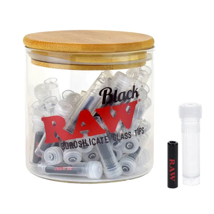 RAW Black Glass Tips 50ct per Jar