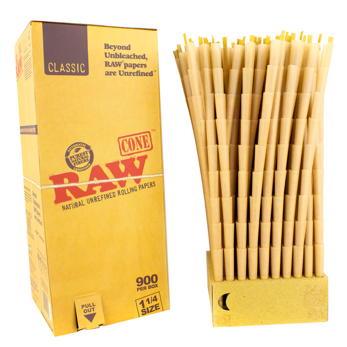 Raw Classic 1 1/4" Size Pre-Rolled Cone - 900ct/Display