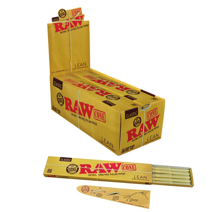 Raw Classic Lean Cones (20 Cones Per Pack / 12 Packs Display)