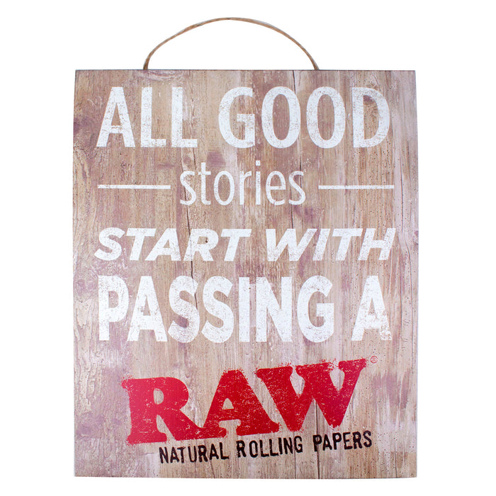 Raw Natural Papers"All Good Stories" Wooden Sign