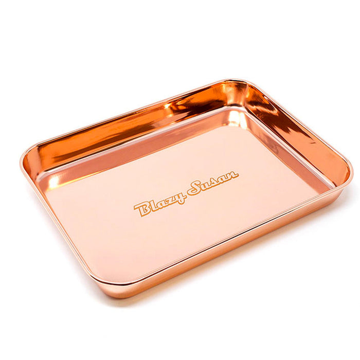 Blazy Susan Stainless Steel Rolling Tray (Rose Gold/ Purple)
