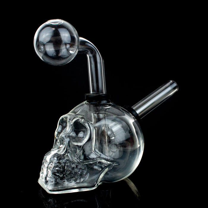Mini Glass Skull OB Water Pipe 'Clear'