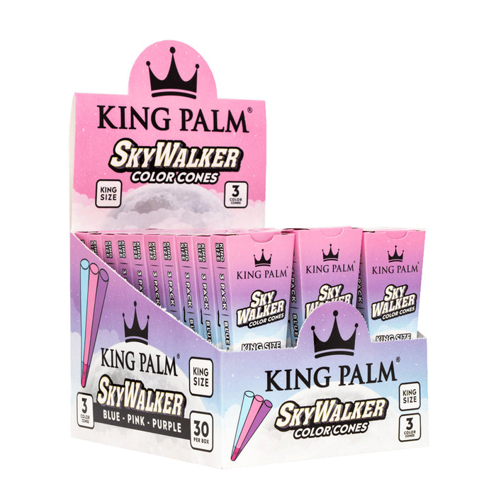 King Palm SkyWalker (30 packs per box) 3 Color Pre-Rolled Cones – King Size