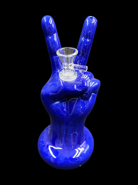 Victory Sign Glass Ceramic Water Pipe