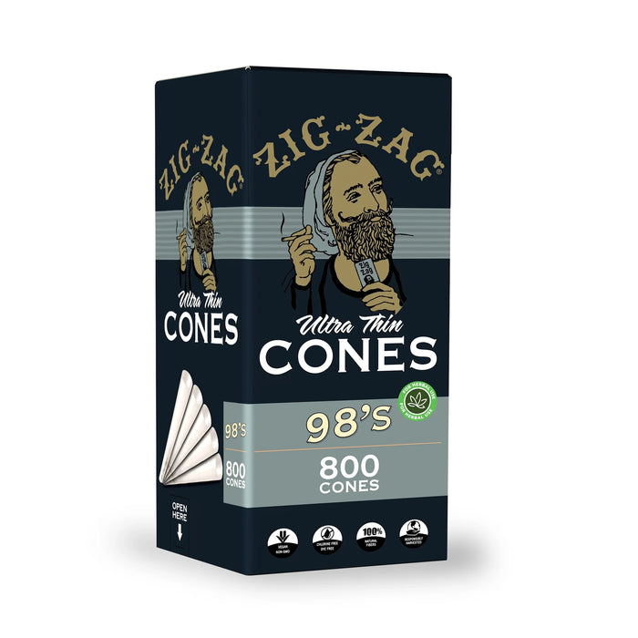 Zig Zag 98's Ultra Thin Bulk Cones - (800 Cone Carton)
