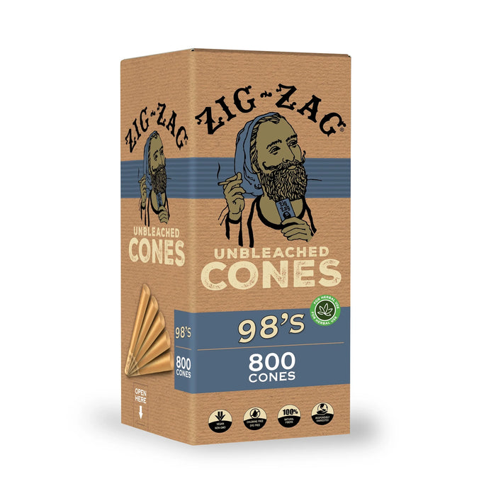 Zig Zag 98's Unbleached Bulk Cones - (800 Cone Carton)