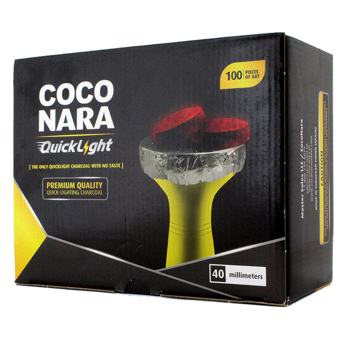 Coco Nara QuickLight 40mm Hookah Charcoal 100 Pcs