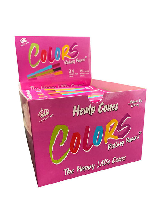 Colors Rolling Papers - Hemp Cones - 98mm Queen Size - 24 Packs/Display