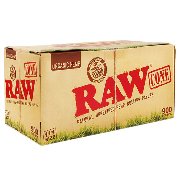 Raw Organic Hemp 1 1/4" Size Pre-Rolled Cone (900ct./Display)