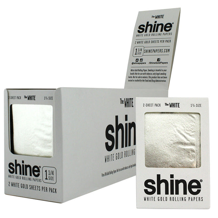 Shine 1 1/4" Size 2 Sheet Pack The White Gold Rolling Paper