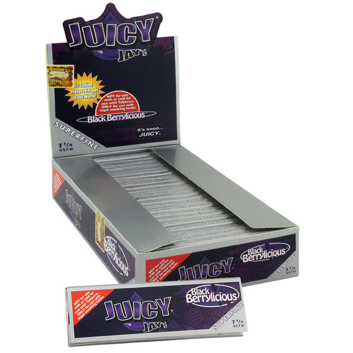 Juicy Jay's Superfine 1 1/4" Size Rolling Paper Black Berrylicious Flavor