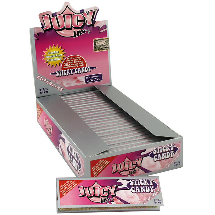 Juicy Jay's Superfine 1 1/4" Size Rolling Paper Sticky Candy Flavor
