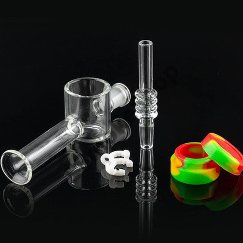 Glass Nectar Collector Kit with Quartz Tips-Keck Clip-Silicone Cap Reclaimer