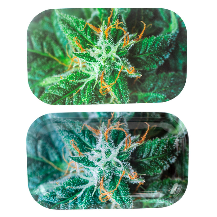 Cannabis Trichomes Leaf Magnetic Top Rolling Tray